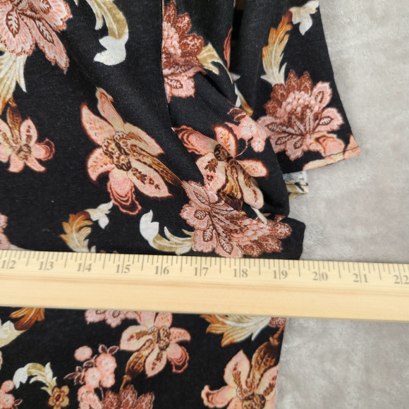 Lauren Ralph Lauren Top Floral Women’s Size XL Linen Blend Black Pink Ruffles - Picture 5 of 10